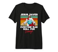 Jesus Saves Everyone Else Roll for Damage Chrétien T-Shirt Haut de Gamme
