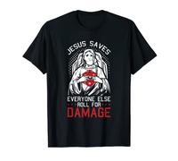 Jesus Saves Everyone Else Roll For Damage Jeu de RPG de Noël T-Shirt