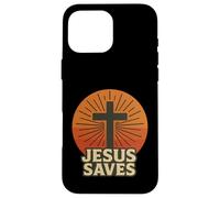 Jesus Saves John 3:16 Croix Vintage Coucher de Soleil Verse Bible Coque pour iPhone 16 Pro Max