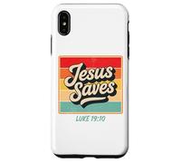 Jesus Saves Luke 19:10 Retro Vintage Christian Bible Verse Coque pour iPhone XS Max