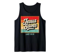 Jesus Saves Luke 19:10 Retro Vintage Christian Bible Verse Débardeur