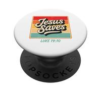 Jesus Saves Luke 19:10 Retro Vintage Christian Bible Verse PopSockets PopGrip Adhésif