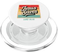 Jesus Saves Luke 19:10 Retro Vintage Christian Bible Verse PopSockets PopGrip pour MagSafe