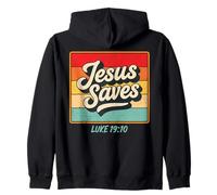 Jesus Saves Luke 19:10 Retro Vintage Christian Bible Verse Sweat à Capuche