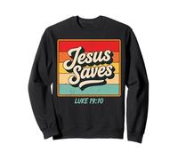 Jesus Saves Luke 19:10 Retro Vintage Christian Bible Verse Sweatshirt