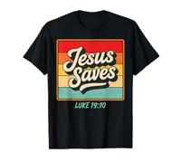 Jesus Saves Luke 19:10 Retro Vintage Christian Bible Verse T-Shirt