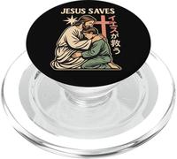 Jesus Saves Manga chrétien Dessin animé Japonais PopSockets PopGrip pour MagSafe