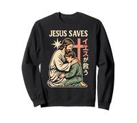 Jesus Saves Manga chrétien Dessin animé Japonais Sweatshirt