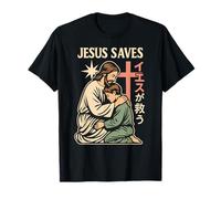 Jesus Saves Manga chrétien Dessin animé Japonais T-Shirt