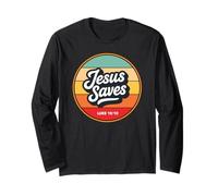 Jesus Saves Retro Vintage Christian Faith Bible Verse Gifts Manche Longue