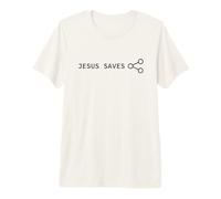 Jesus Saves! Share Node Minimal Text Evangelism Gospel T-Shirt Haut de Gamme