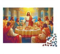 Jésus scène du dernier dîner Puzzle 1000 Pièces Carton Épais pour Adolescents 12-18, Puzzle De Logique, Loisir De Vacances, Cadeau D’Anniversaire Attentionné pour Jeunes 38x26cm/1000pcs