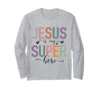 Jésus Super Héros Foi Chrétienne Humour Famille Manche Longue
