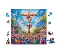 Jésus sur la Croix 100 Pièces Puzzle Adolescent en Voitureton Rigide Difficulté Moyenne Activité ÉduChative Voyage Déplacement Cadeau Anniversaire Petit Prix 28x28cm