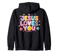 Jésus t'aime, Art Positif coloré, rétro, Foi chrétienne Sweat à Capuche