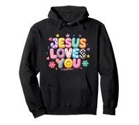 Jésus t'aime, Art Positif coloré, rétro, Foi chrétienne Sweat à Capuche