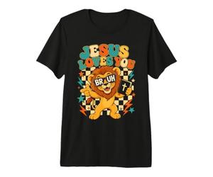 Jésus t'aime Brush Lion Christian Kids T-Shirt Haut de Gamme