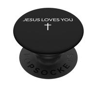 Jésus t'aime, Croix catholique chrétienne, Foi, Espoir PopSockets PopGrip Adhésif