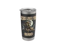 Jésus t'aime, frère Lion Moon Christian Gobelet isotherme en acier inoxydable double paroi