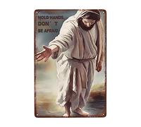 Jésus Te Donne Un Coup De Main Plaque Étain Signe Rétro Métallique Panneau Drôle Affiche Étain Pour Hôtels Cuisine Salon