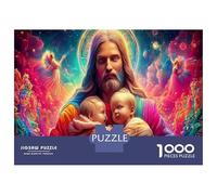 Jésus Tenant Deux bébés 1000 Pièces Pack Puzzle Art de la Compassion Puzzle Classique Carton Épais - Ados 12-18 Ans, Logique, pour Les Amateurs De Puzzles 38x26cm/1000pcs