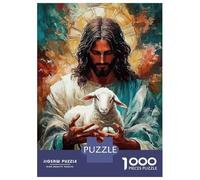 Jésus Tenant Un Agneau 1000 Pièces Puzzle Classique Coffret Puzzle Carton Épais - Ultra Dur, Détente Et Créativité, Idéal pour Loisirs Indoor Et Petits Cadeaux 52x38cm/1000pcs