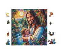 Jésus Tenant Un bébé 100 Pièces Puzzle Adulte en Carton Rigide sans Déformation Difficile Moyenne Décoration Murale Loisir Créatif Idée Cadeau Anniversaire 28x28cm