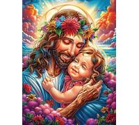 Jésus Tenant Un bébé dans Le Jardin Fleuri 500 Pieces Casse-tête Débutant en Carton Ã‰Pais Animal Plante Facile Apprentissage Loisir Créatif Activité Manuelle Décoration Murale Cadeau