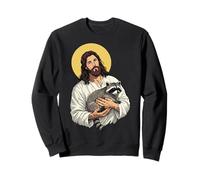 Jésus Tenant Un Raton Laveur Sweatshirt
