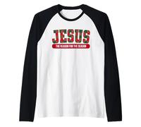 Jesus The Reason for The Season Plaid Noël Christian Manche Raglan