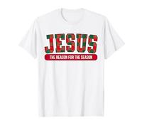 Jesus The Reason for The Season Plaid Noël Christian T-Shirt