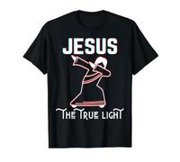 Jésus The True Light Gods Love Christian Easter Christmas T-Shirt Graphique avec Valeur, Homme, Noir, M