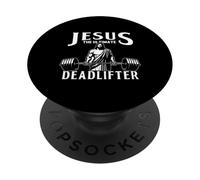 Jesus The Ultimate Deadlifter Funny Christian Workout Gym PopSockets PopGrip Adhésif