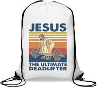 Jesus The Ultimate Deadlifter Sac de gym avec cordon de serrage Blanc
