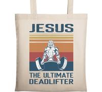 Jesus The Ultimate Deadlifter Sac fourre-tout en coton écologique naturel Beige