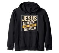 Jésus The Way The Truth The Life Message Religieux Jésus Sweat à Capuche