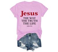 Jesus The Way The Truth The Life Shirt Christian T-shirts Hommes Jésus T-shirts pour femmes, rose, 3XL