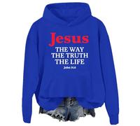 Jesus The Way The Truth The Life Sweatshirt Christian Sweatshirts Hommes Jésus Hoodies pour femmes, Bleu roi - D, 3XL