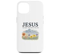 Jesus The Way The Truth The Life Watercolor Mountains Coque pour iPhone 13