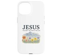 Jesus The Way The Truth The Life Watercolor Mountains Coque pour iPhone 15
