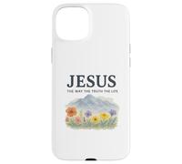 Jesus The Way The Truth The Life Watercolor Mountains Coque pour iPhone 15 Plus
