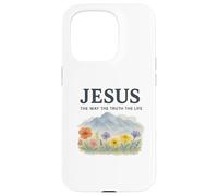 Jesus The Way The Truth The Life Watercolor Mountains Coque pour iPhone 15 Pro