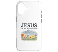 Jesus The Way The Truth The Life Watercolor Mountains Coque pour iPhone 16