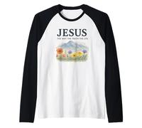 Jesus The Way The Truth The Life Watercolor Mountains Manche Raglan