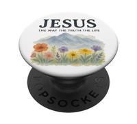 Jesus The Way The Truth The Life Watercolor Mountains PopSockets PopGrip Adhésif
