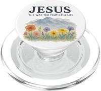 Jesus The Way The Truth The Life Watercolor Mountains PopSockets PopGrip pour MagSafe