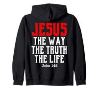 Jesus The Way Truth Life John 14:6 Chrétienne Bible Verse Dieu Sweat à Capuche