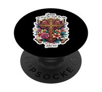 Jesus The Way Truth Life John 14:6 Christian Bible Floral PopSockets PopGrip Adhésif