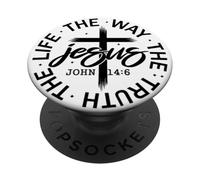 Jesus The Way Truth Life John 14:6 Citation chrétienne PopSockets PopGrip Adhésif