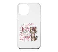 Jesus Thinks I'm A Delight Funny Christian Faith Cat Lover Coque pour iPhone 12 Mini